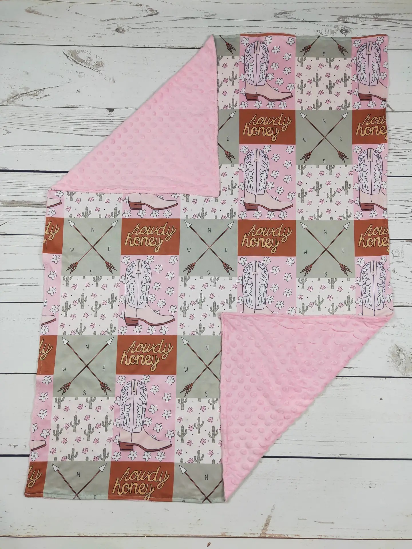 Cowgirl patchwork baby blanket at Winged Star Boutique